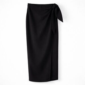 Elizabeth and James Black Wrap Midi Skirt Tie Waist Size Small